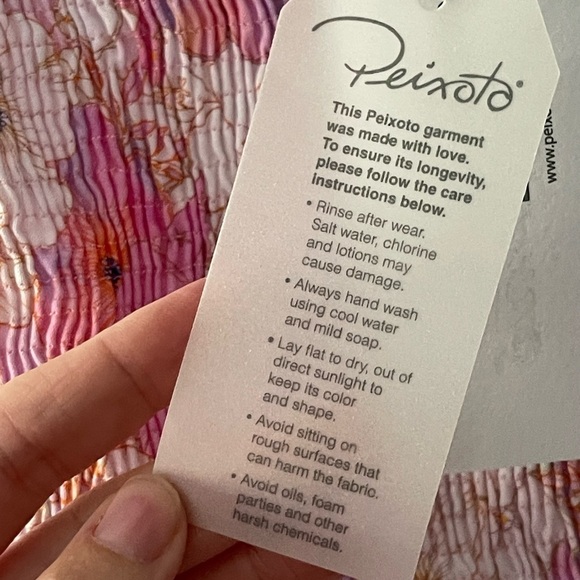 NEW Peixoto Mariel Cropped Top Pink Purple Jasmine Floral Smocked Ruffle Med - Picture 6 of 12